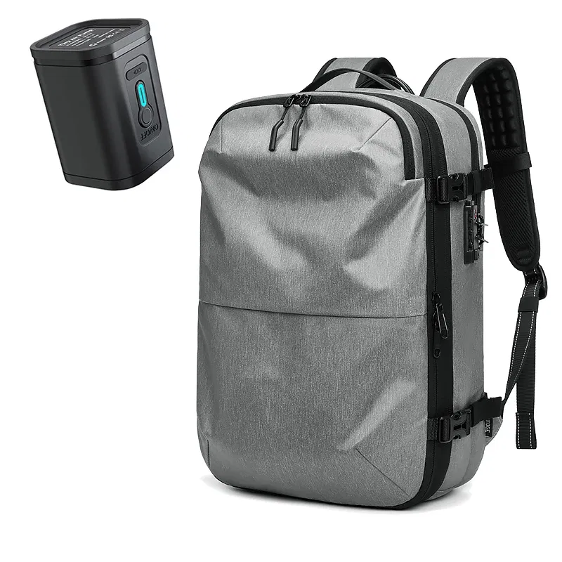 Color: Light Grey - Men Travel Backpack vacuum compression 17 inch Laptop Business Large Capacity school Backpack Expanded outdoors Hiking backpack