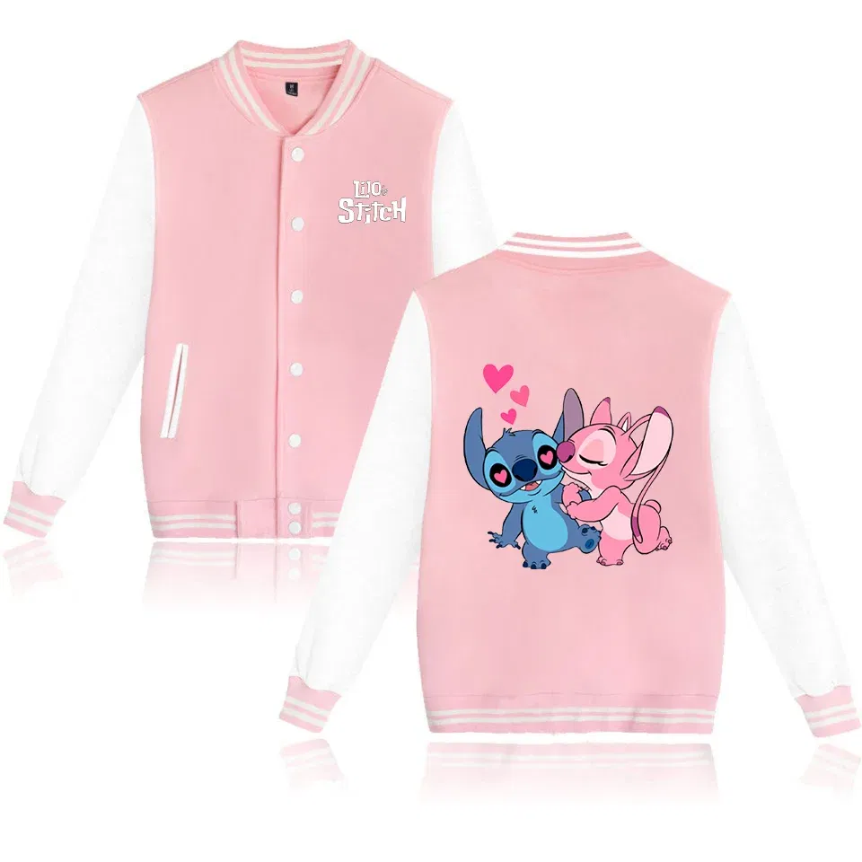 Color: Turquoise, Size: S - Lilo Stitch Baseball Jacket Men Women Hip Hop Harajuku Jackets Streetwear Kids Boys Girls Loose College Coats