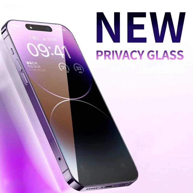 Color: Other - Anti Blue Light Privacy Tempered Glass for iPhone 16 15 Pro Max 14 Plus 13 12 Mini 11 Eye Protection Clear Screen Protector Film