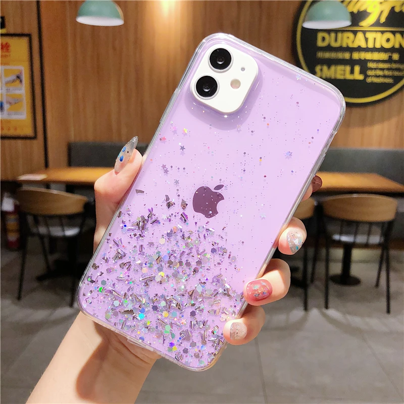 Color: PURPLE, Compatible-Phone Models: For iPhone 16 Plus - 16 Pro Max, Epoxy Resin Case, iPhone 15 Case with Sequins, Epoxy Case, iPhone 14 Case, Glitter Girls Designs, 13 Pro Max, 15Pro
