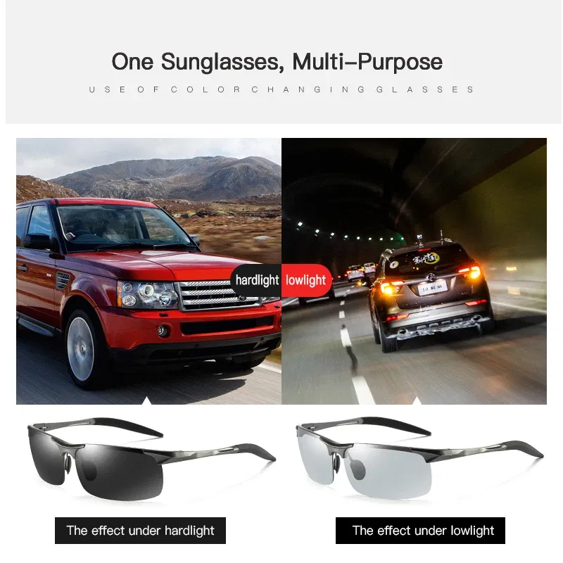 Lenses Color: WHITE, Frame Color: Beige - Myopia Photochromic Sunglasses Diopter Polarized Driving Goggle Men Chameleon Change Color transition Prescription Sun Glasses