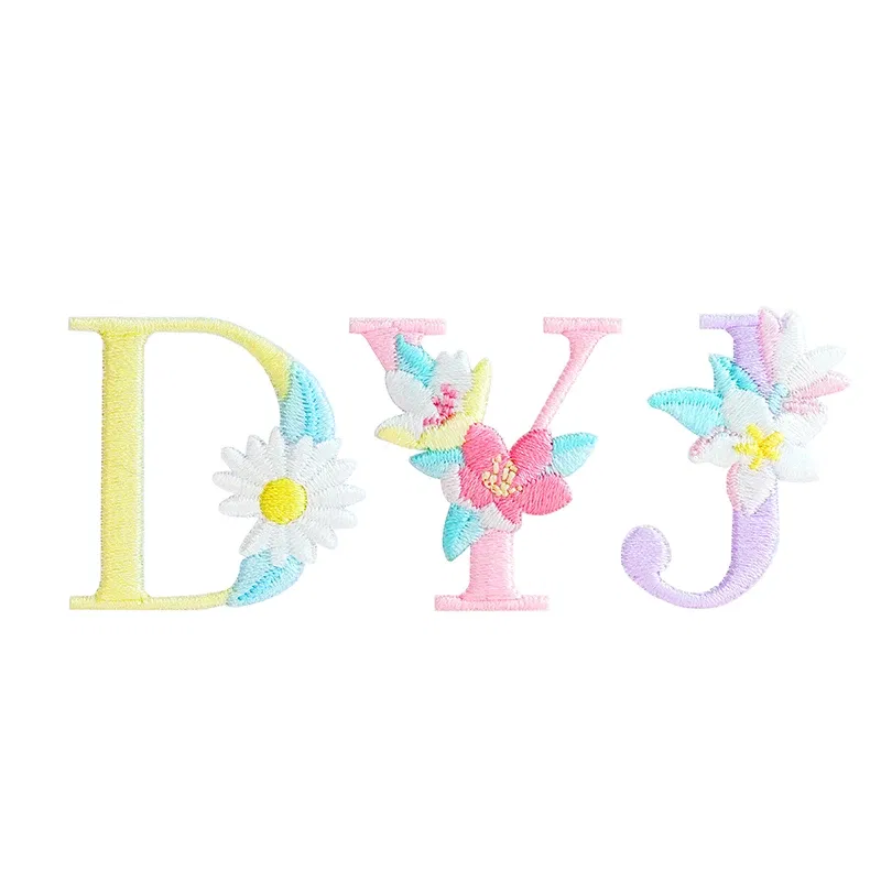 Color: Silver - 1 Piece Fashion Cute Letters Patch for Clothing Applique Jeans DIY Accessories Iron on Fabric Stickers