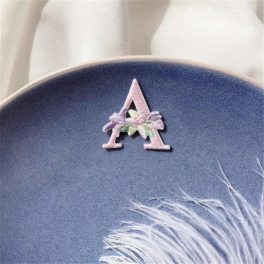 Color: Silver - 1 Piece Fashion Cute Letters Patch for Clothing Applique Jeans DIY Accessories Iron on Fabric Stickers