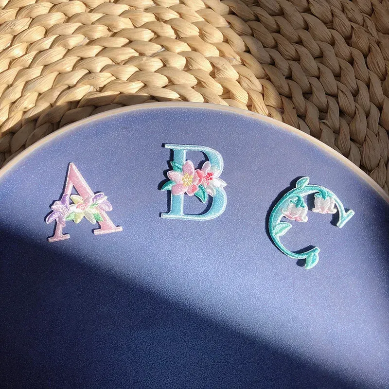 Color: Silver - 1 Piece Fashion Cute Letters Patch for Clothing Applique Jeans DIY Accessories Iron on Fabric Stickers
