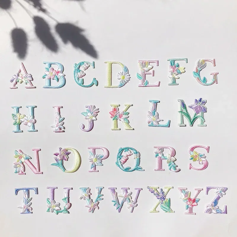 Color: Silver - 1 Piece Fashion Cute Letters Patch for Clothing Applique Jeans DIY Accessories Iron on Fabric Stickers