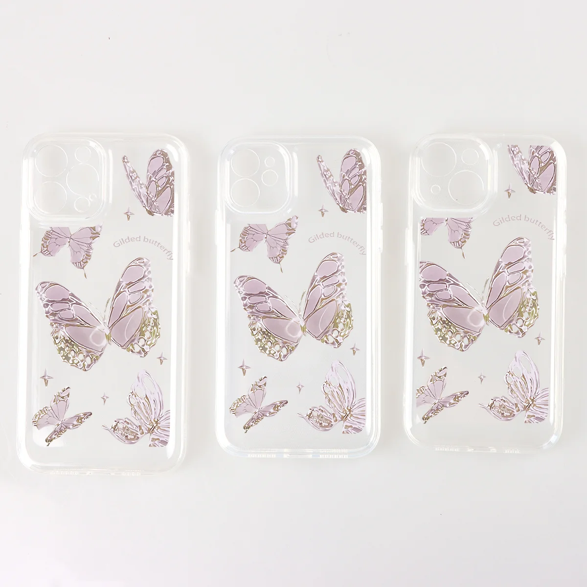 Color: Beige, Material: PU - Simple Space Transparent Anti-fall Phone Case For iPhone 15 11 14 13 12 Pro Max Plus Silicone Protect Flower Butterfly Cover