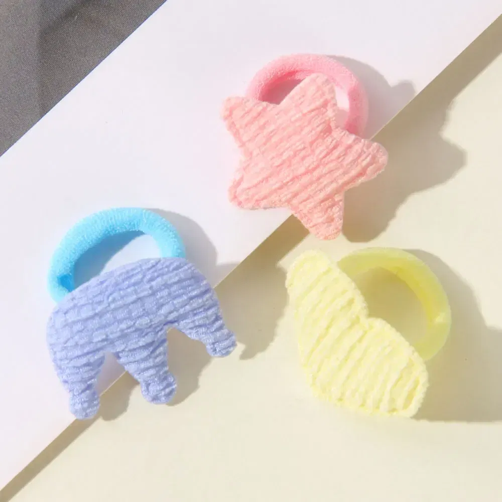 Color: Pink - 10/30pcs girls star butterflies children's hairband harmless hair cute towels rope ponytail rack children's rubber band headwear