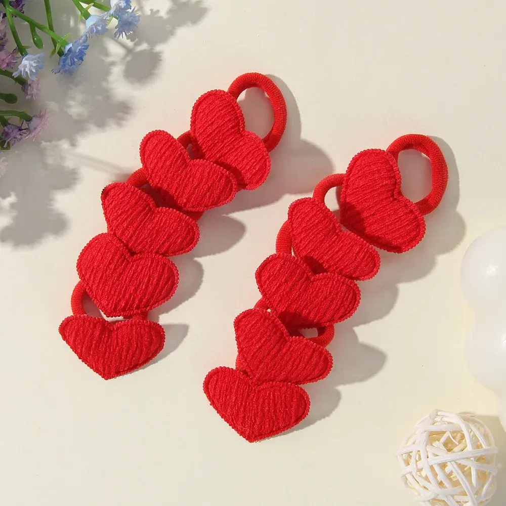 Color: Pink - 10/30pcs girls star butterflies children's hairband harmless hair cute towels rope ponytail rack children's rubber band headwear