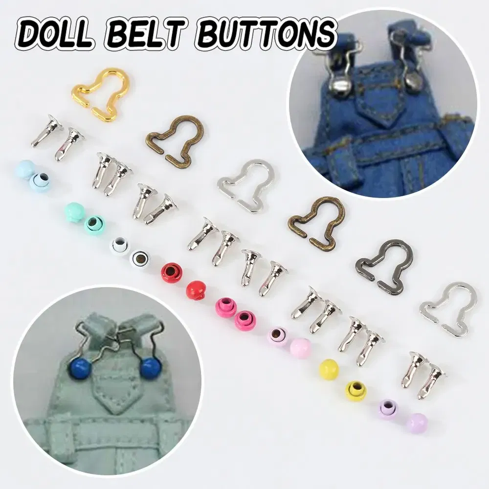 Color: Navy Blue - Hot Sale 20Pcs Mini Gourd Style Doll Belt Buttons Dolls Buckles Metal Buckle DIY Girls Toys Trousers Bags Sewing Accessories