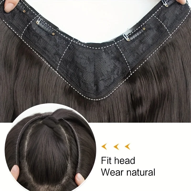 Color: 4/27HL, Stretched Length: 16inches - Synthetic Long Wavy U-shaped Clip In Hair Extensions 16Inch/20Inch/24inch Clip On Hair Extensions For Women Hair Accessories