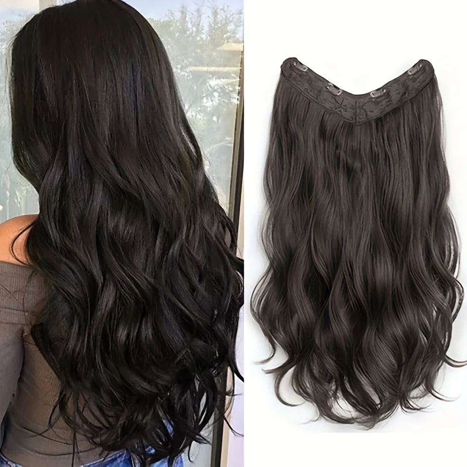 Color: 4/27HL, Stretched Length: 16inches - Synthetic Long Wavy U-shaped Clip In Hair Extensions 16Inch/20Inch/24inch Clip On Hair Extensions For Women Hair Accessories