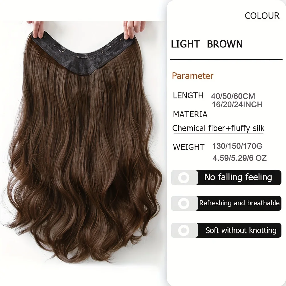 Color: 4/27HL, Stretched Length: 16inches - Synthetic Long Wavy U-shaped Clip In Hair Extensions 16Inch/20Inch/24inch Clip On Hair Extensions For Women Hair Accessories
