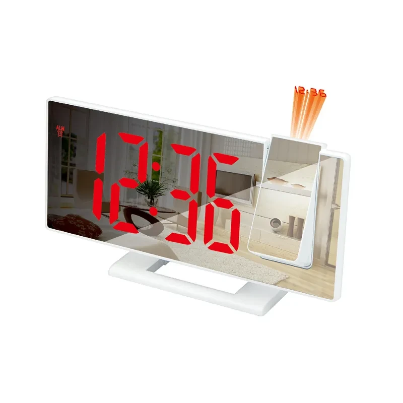 3D LED Mirror Alarm: Sleek Projection Clock with Snooze