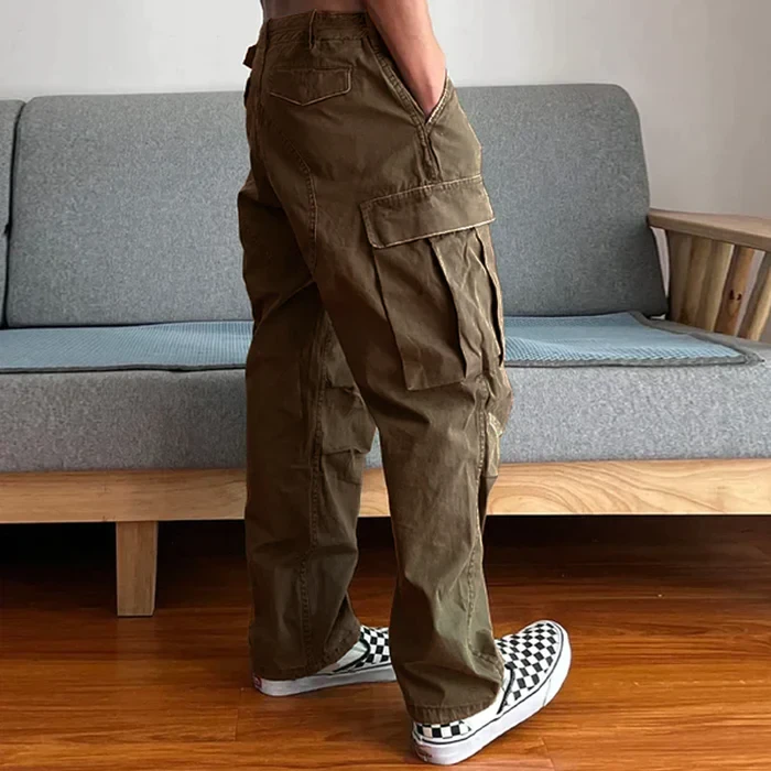 Men's loose large pocket wear-resistant cargo paratrooper pants