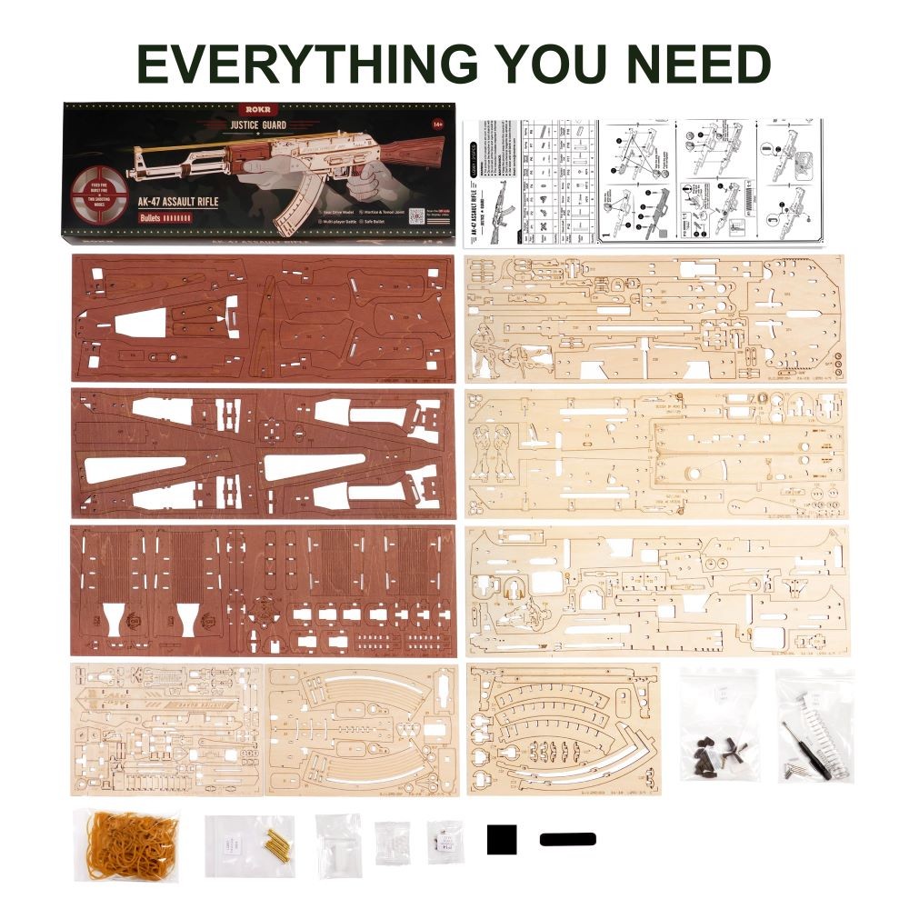 DIY AK-47 Wooden Toy Gun for Kids and Adults