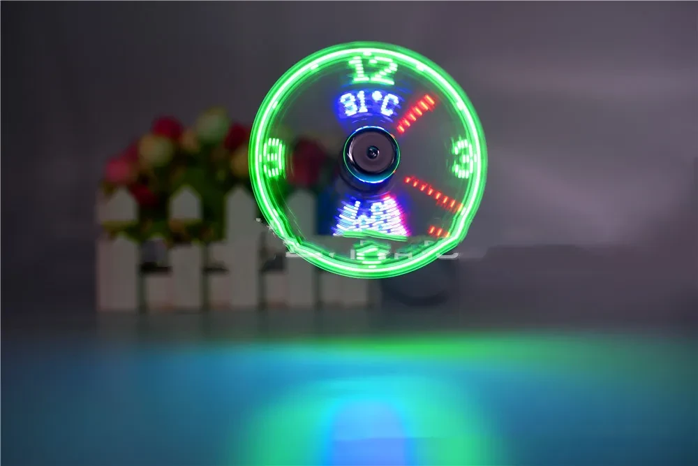 USB Fan LED Clock Light