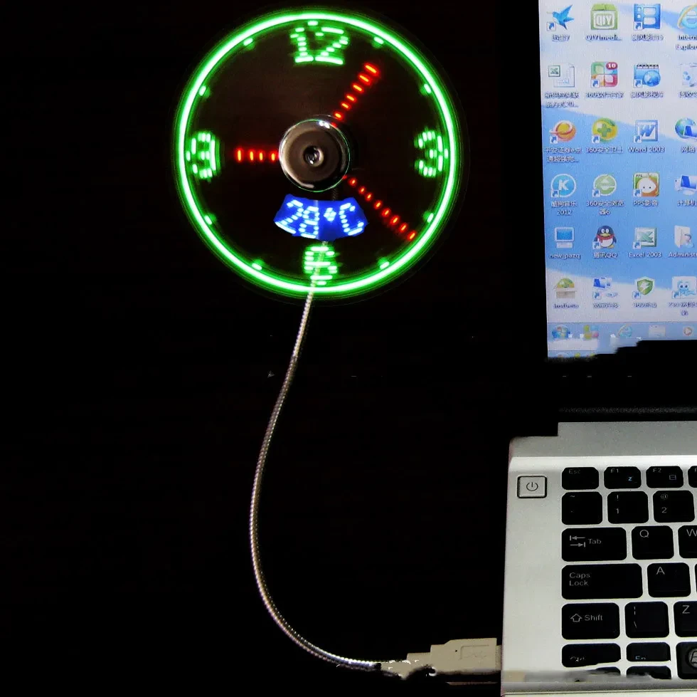 USB Fan LED Clock Light