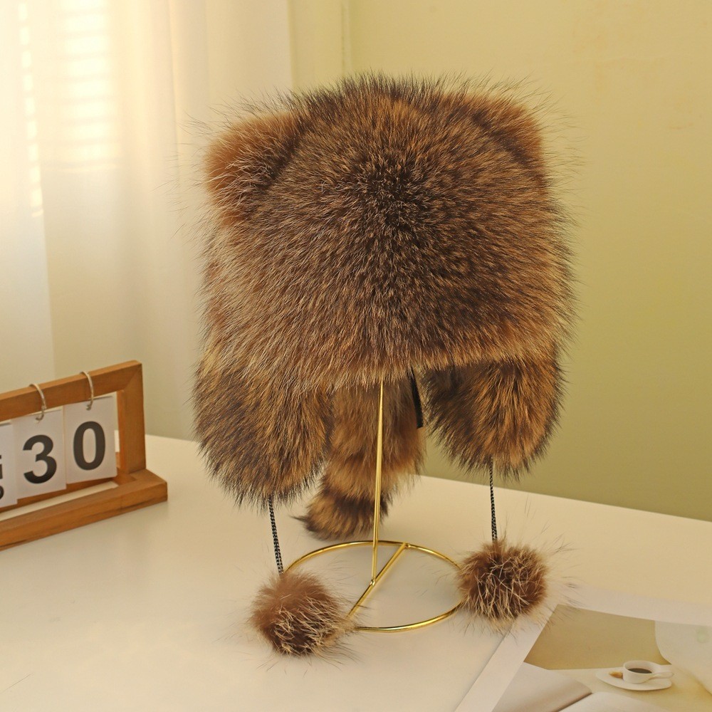Raccoon Tail Fur Parent-Child Plush Hat
