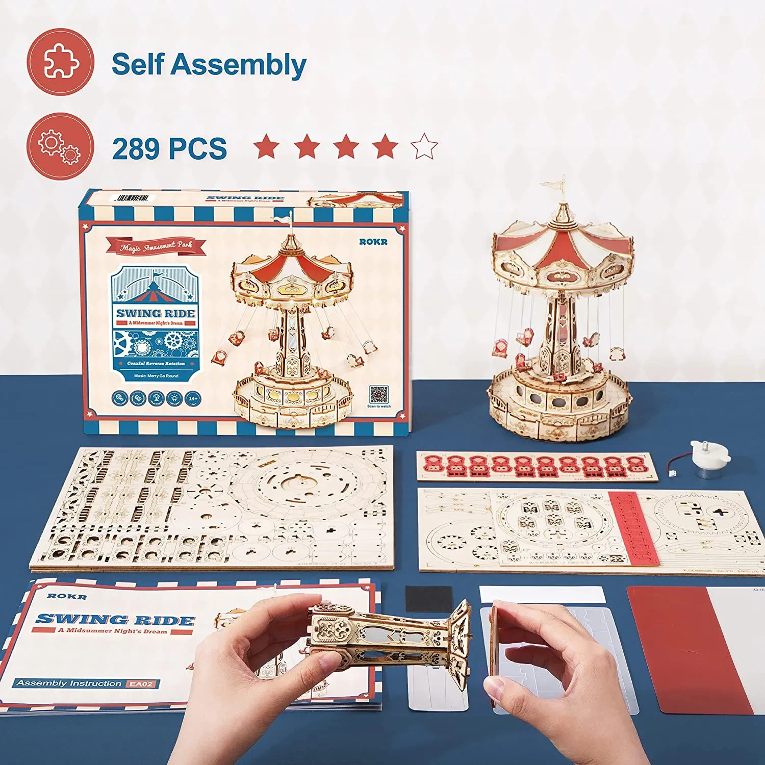 Swing Ride DIY Music Box 3D Wooden Puzzle EA02