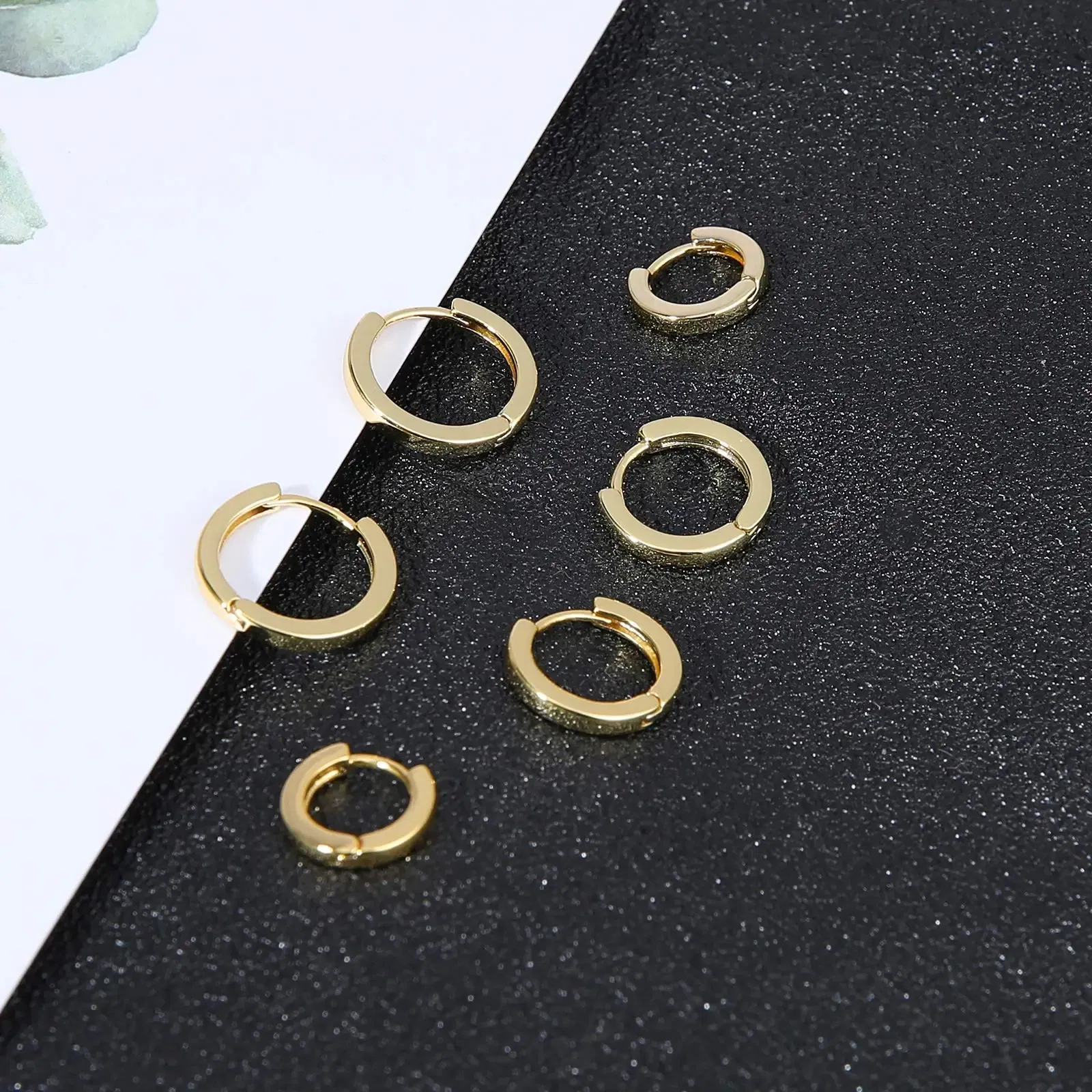Metal Color: Light Yellow Color - Vonmoos New Women 3 Pairs Small Earrings Lady Classic 14K Gold Hoop Fashion Tiny Huggie Hoop Earrings Set Hypoallergenic Earring