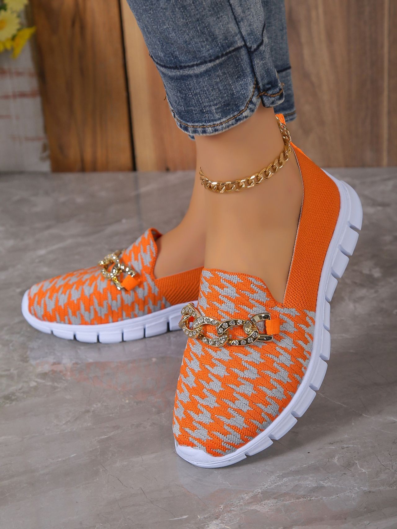 Breezy Houndstooth Mesh Loafers