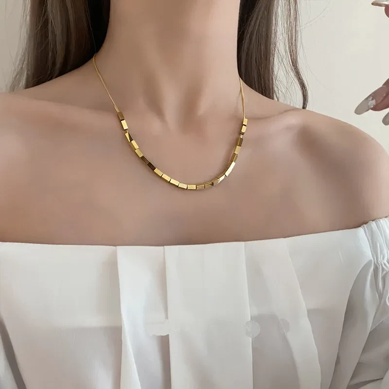 String Square Beaded Necklace