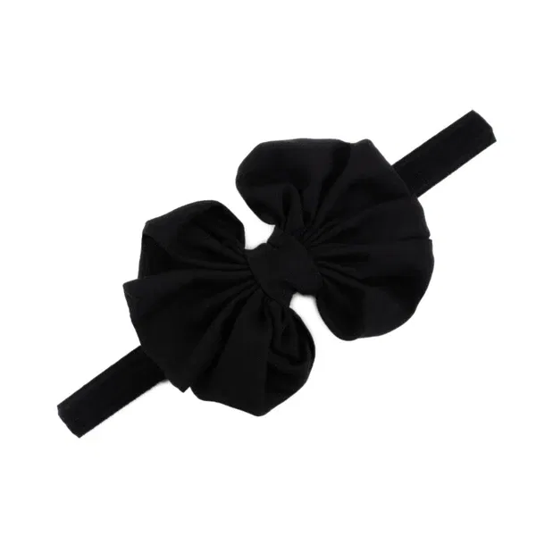Color: black - Baby girls hair bow flower Headband  Kids Girls Bowknot Elastic Hair Band Headwear Newborn Head Band children hair Accessories