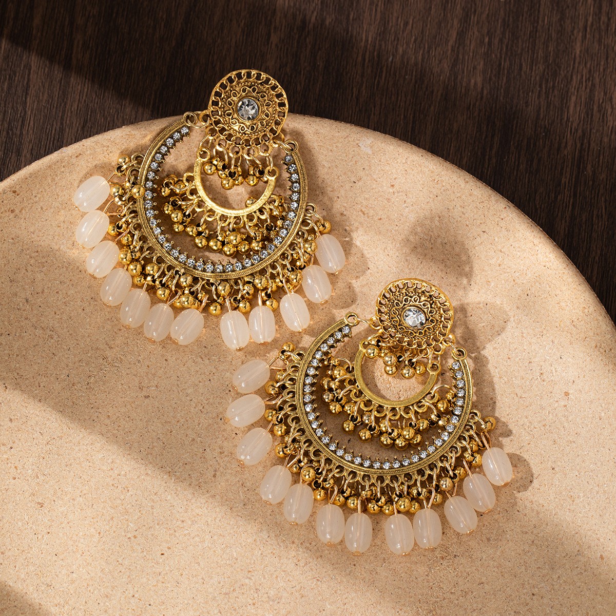 Vintage Earrings Hollow Bell Tassel