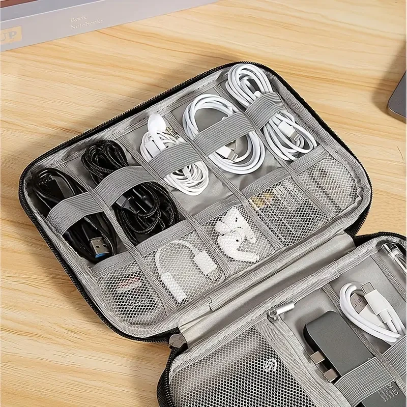 Travel Essentials Multi-Pocket Cable Organizer Bag - Small Charging Cord Storage and Accessory Bag