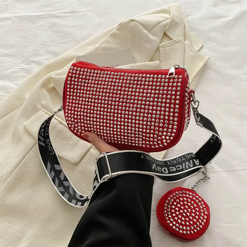 Rhinestone Fashion Party Shoulder Bag with Small Purse