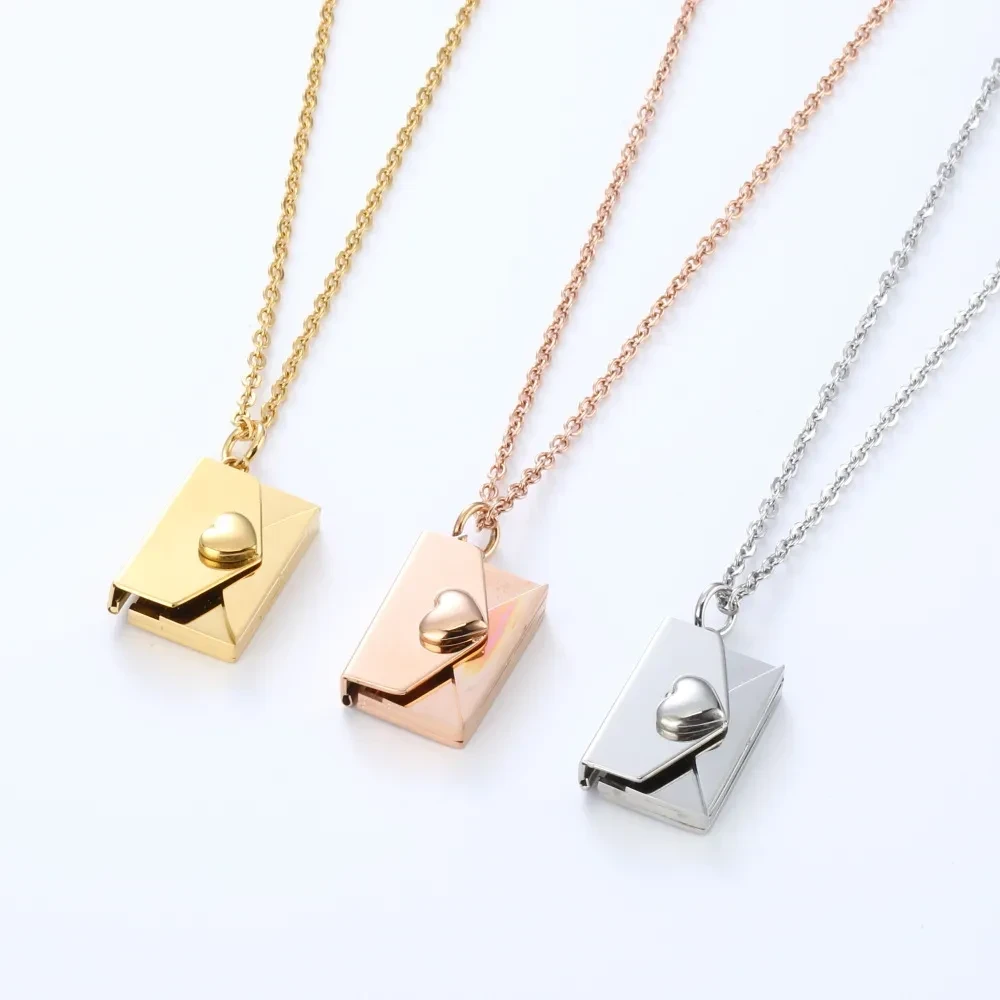 Custom Photo Envelope Locket Necklace