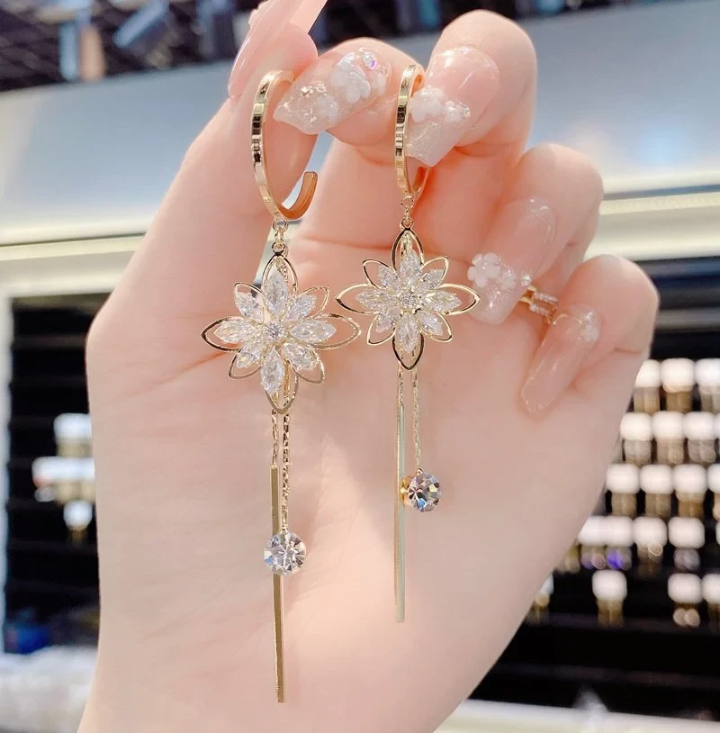 New Spring)Brilliant Flower Fringe Earrings