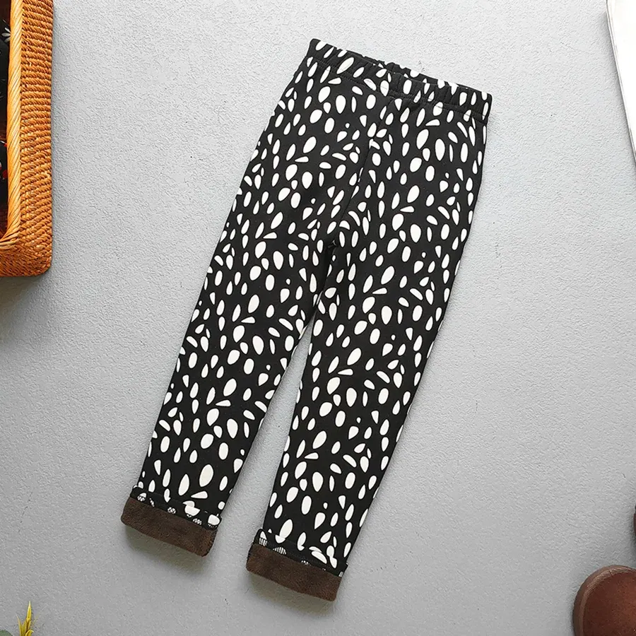 Color: Gold, Kid Size: 11 - Autumn Winter Print Flowers Thick Warm Kids Toddler Baby Girls Leggings Children's Pants