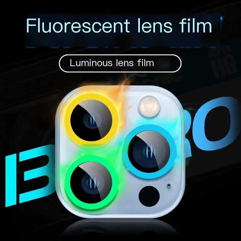Color: Other, Bundle: Bundle2, Material: Tempered Glass, Ships From: CHINA - For iPhone 15 14 13 12 Pro Max 12 11 mini Luminous Camera Protector Ceramic Lens Ring Tempered Glass Back lens Cap Cover