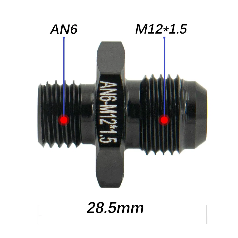 Color: black - Aluminum Straight Adapter Oil Cooler Fitting AN6 An10 To 1/2 3/8 1/4 Npt M10 M12 M14*1.5,an8 To M12*1.5 AN10-AN12