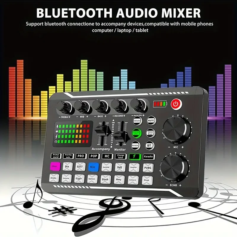 F998 Podcast Microphone Bundle - Condenser Mic with Live Sound Card Kit