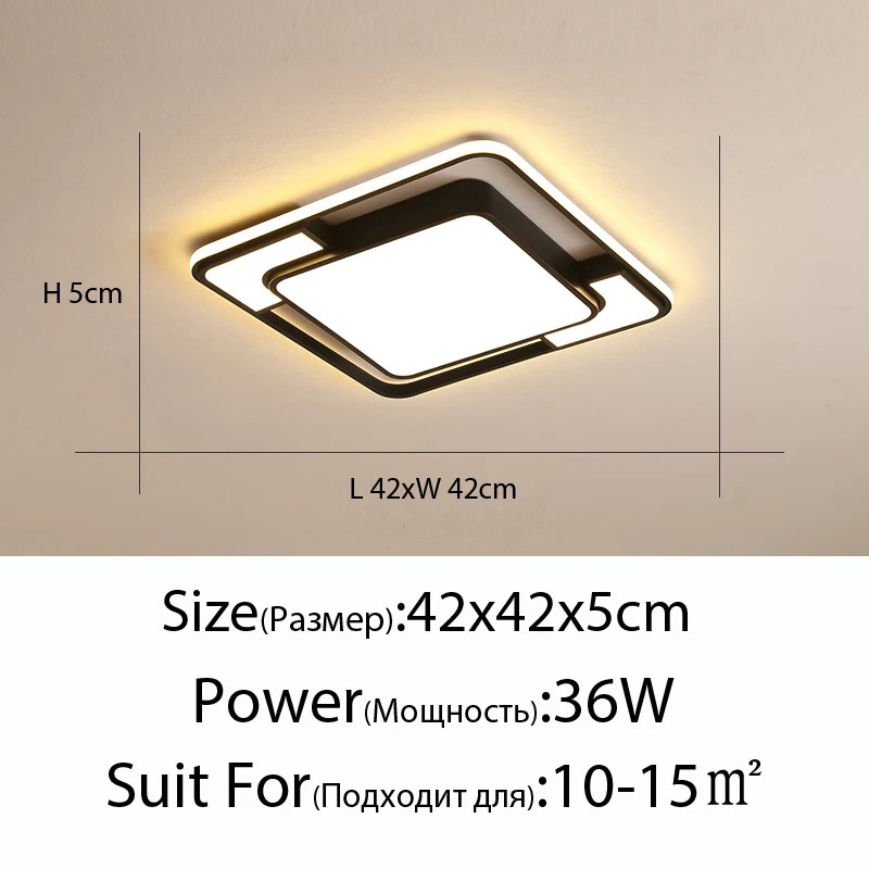 Modern LED Ceiling Lamp - Nordic Square Chandelier for Living Room, Dining Room, Bedroom