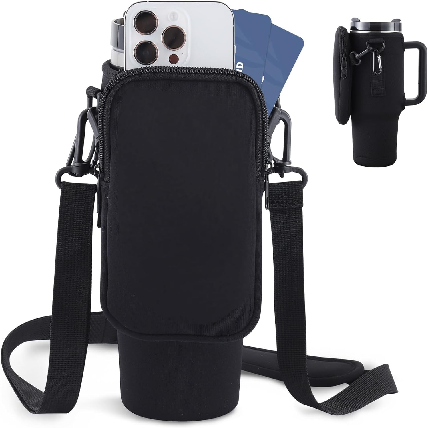 Water Bottle Carrier Bag with Phone Pocket for Stanley Cup