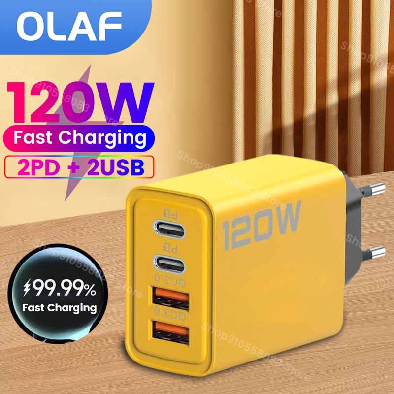 65W 3-Port GaN USB PD Charger - High-Speed Charging Adapter with USB-C to Type-C Cable