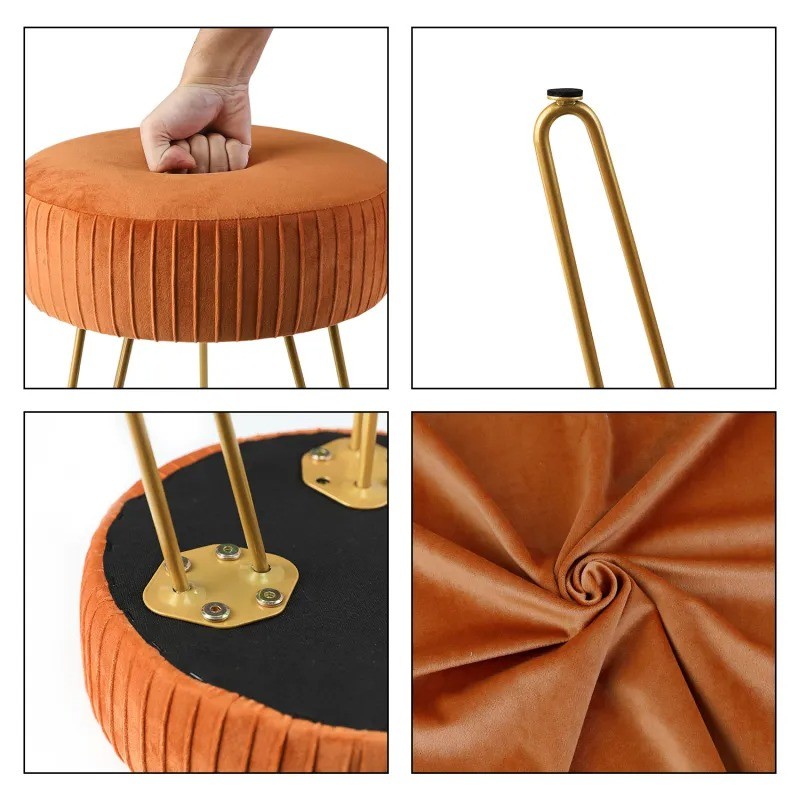 Striped Home Dressing Table Metal Footstool
