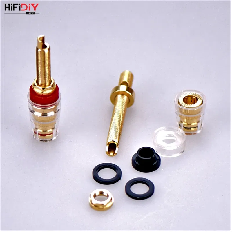 Color: WHITE, Bundle: Bundle 3 - HIFIDIY LIVE 2pcs speaker DIY terminal connector binding post HIFI amplifier Pure cupper Gold-plated Banana socket junction Box