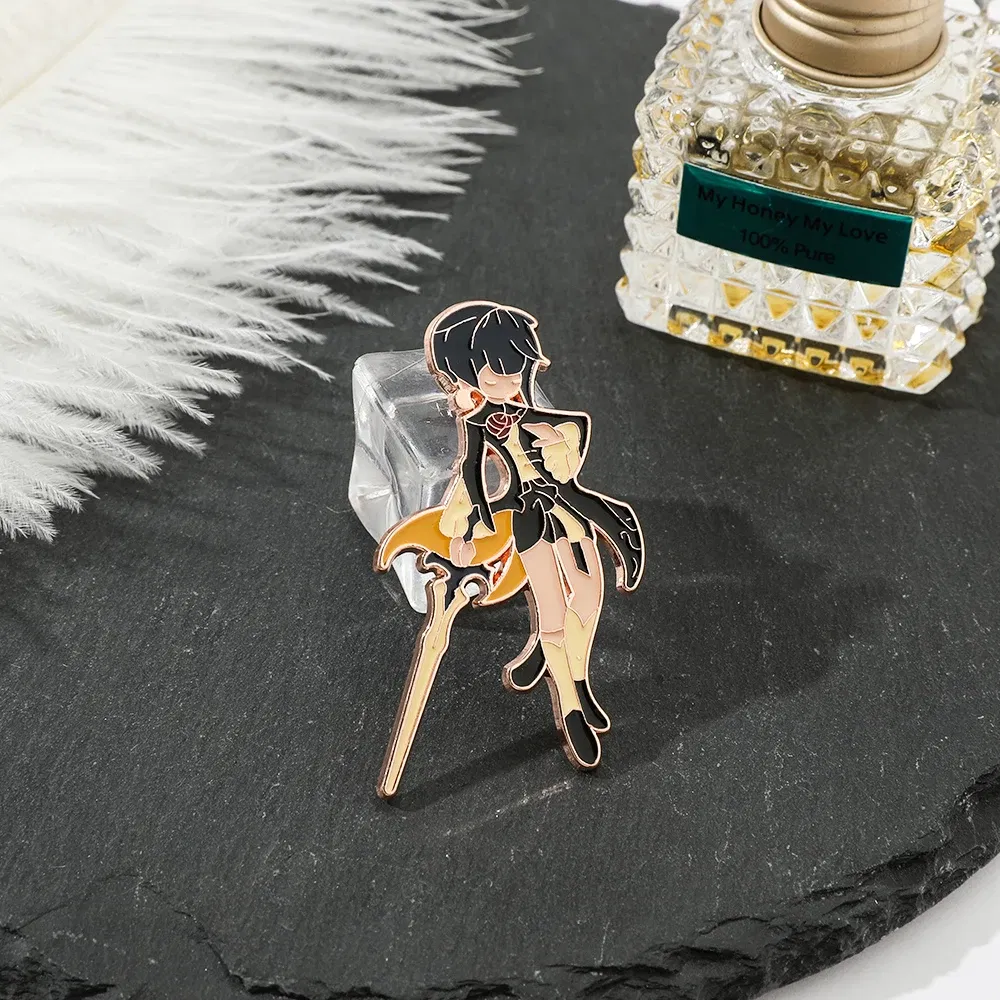 Metal color: Black Zinc Plated, Ships From: CHINA - Game Genshin Impact Enamel Brooch Cosplay Figure Kaeya Alberich Jewelry Badge Props Lapel Pins for Jacket Pins Jewelry