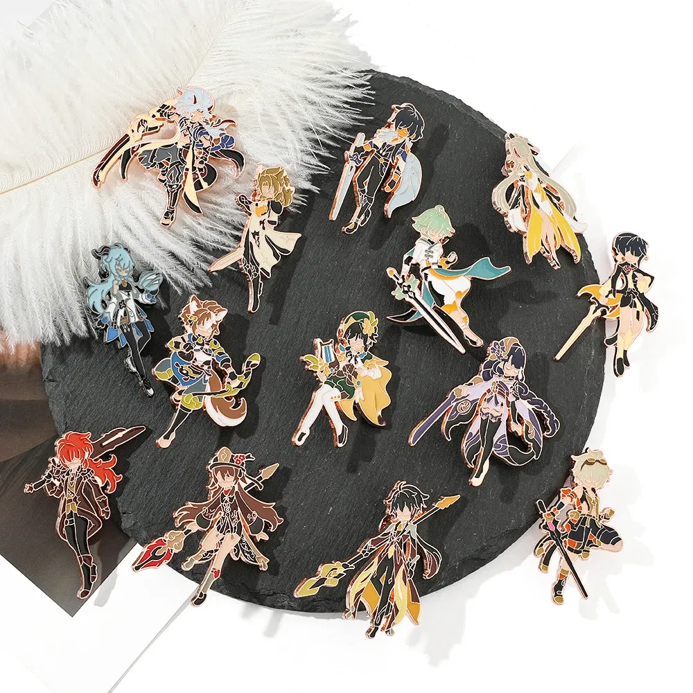 Metal color: Black Zinc Plated, Ships From: CHINA - Game Genshin Impact Enamel Brooch Cosplay Figure Kaeya Alberich Jewelry Badge Props Lapel Pins for Jacket Pins Jewelry