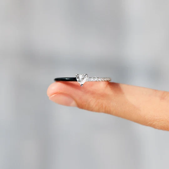 Best Bitches Matching Half Enamel Heart-Cut Rings