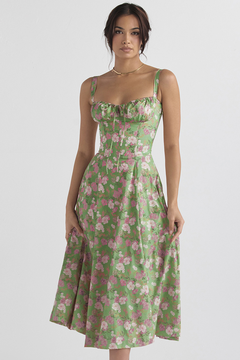 Floral Bustier Midriff Waist Shaper Dress