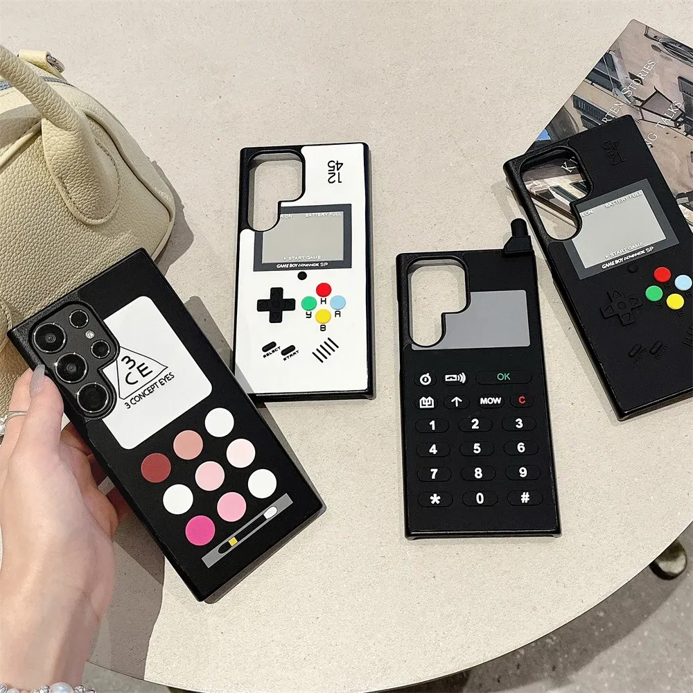 Color: SKY BLUE, Material: tpu - S24 Ultra Case 3D Cute Game Box Design Cellphone Luxury for Samsung Galaxy S23 S24 Ultra Phone Cases Cartoon Shockproof Cover