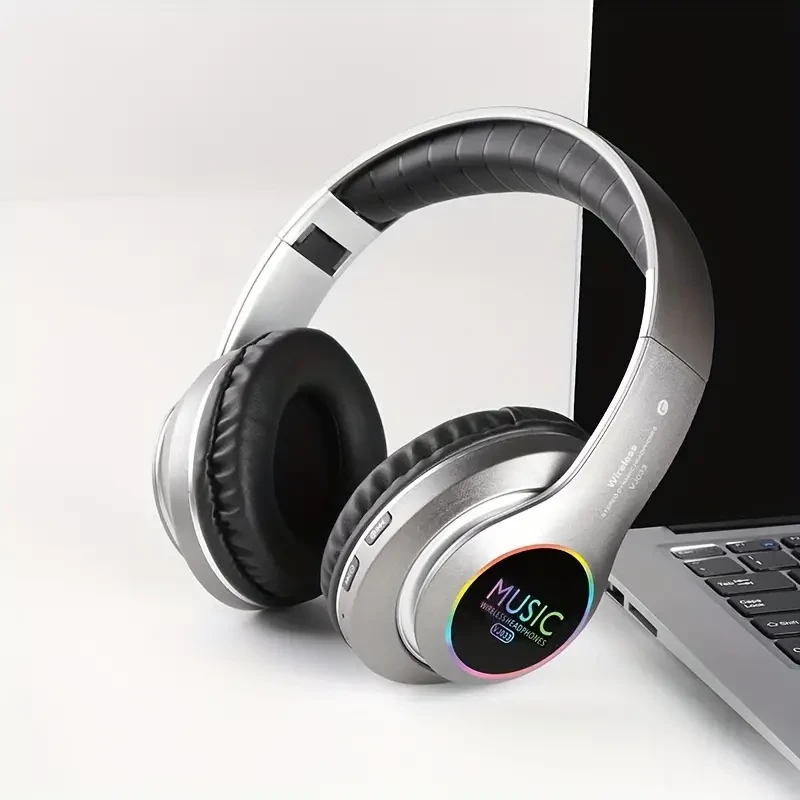 Folding LED Wireless Over-Ear Bluetooth Sports Headphones - High-Quality Sound and Comfort