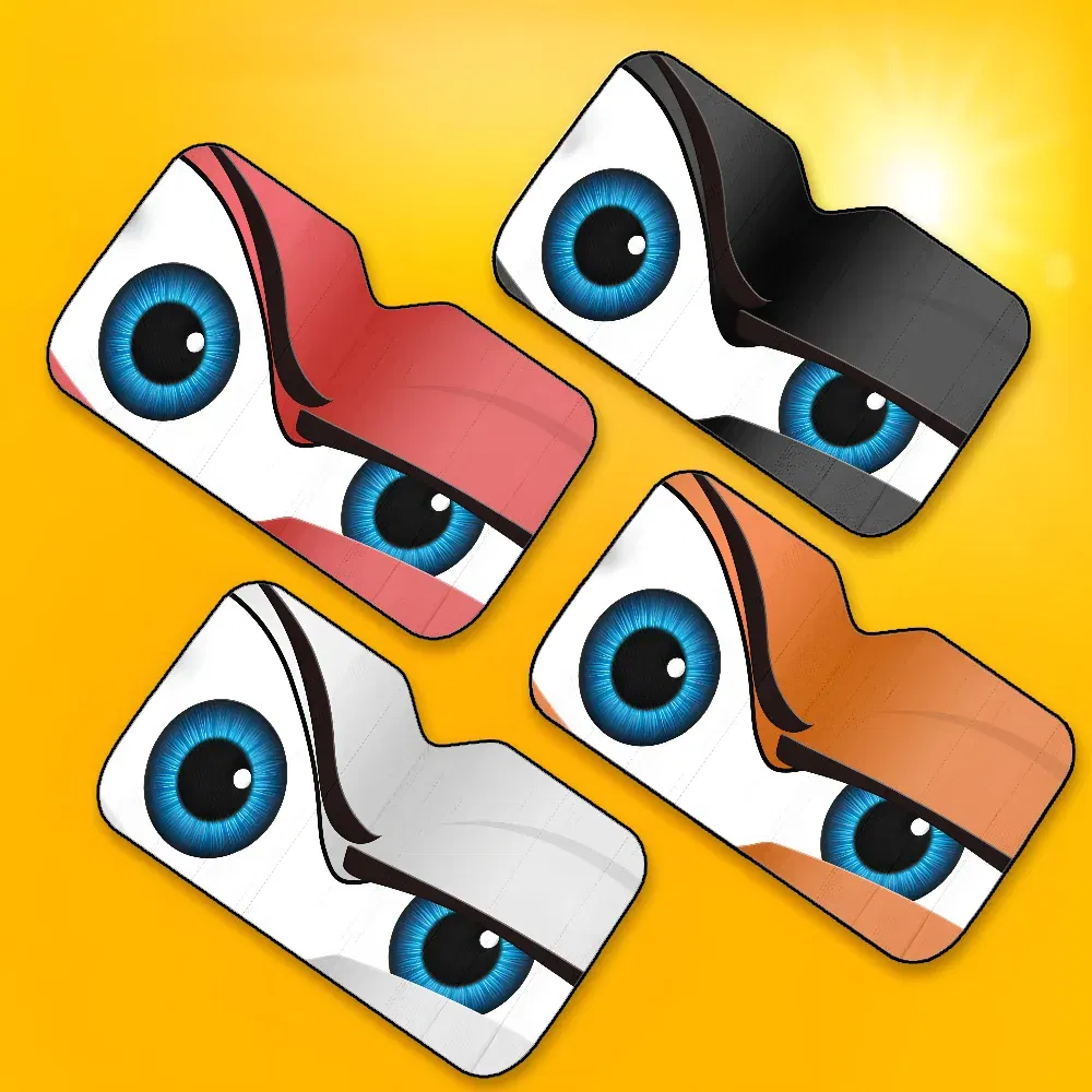 Color: Brown - Cartoon Eyes Cute Car SunShade Windshield Foldable Three-layer Insulation Sunshade By Suction Cup Blocks UV Rays Sun