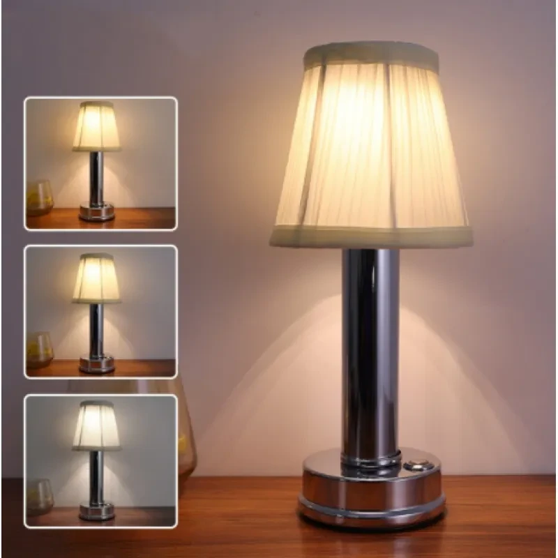 LED Cordless Desk Lamp - Touch Control and Rechargeable Modernist Art Deco Lamp with 3 Color Temperatures and Adjustable Brightness