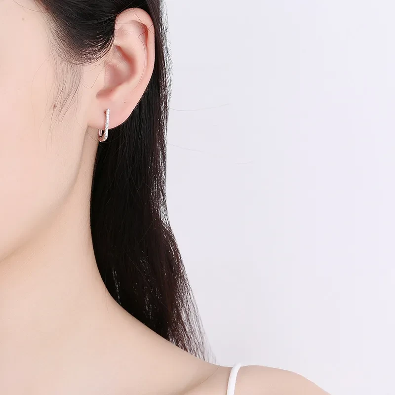 Silver Geometric U-shaped Earrings Women